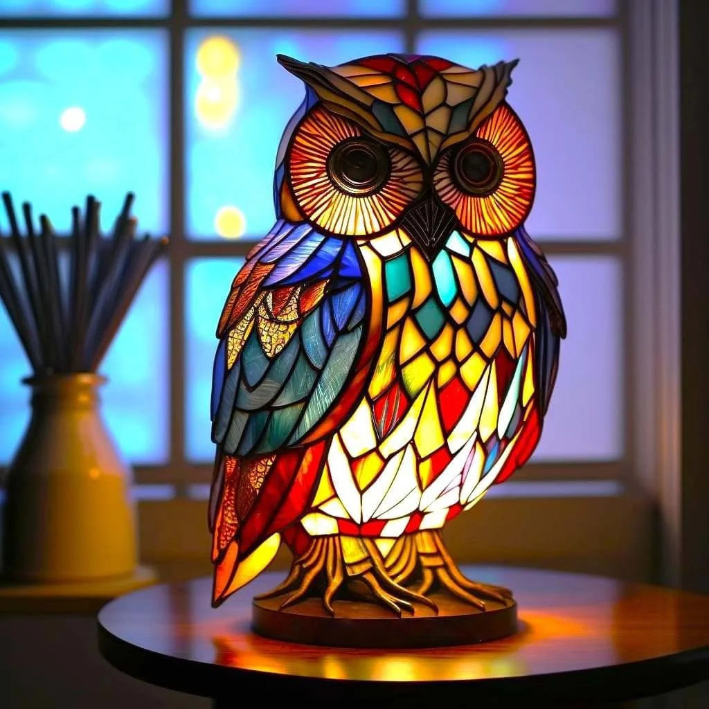 Supermooie glas-in-lood stijl dierenlampen