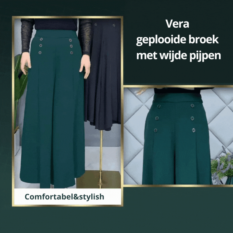 Vera | Geplooide broek met wijde pijpen
