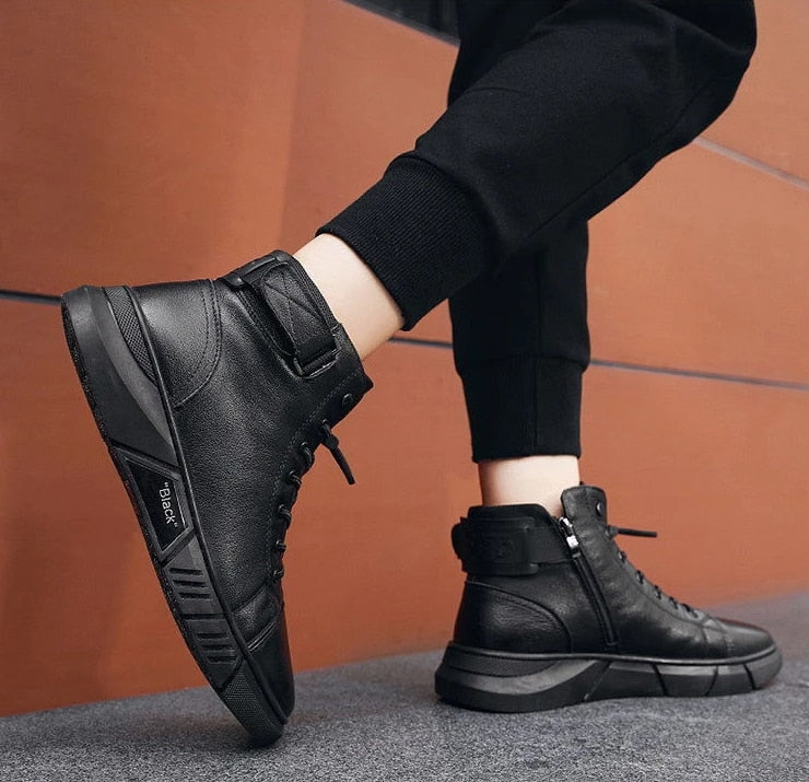 Black Boots™ | Zwarte Warme Leren Laarzen