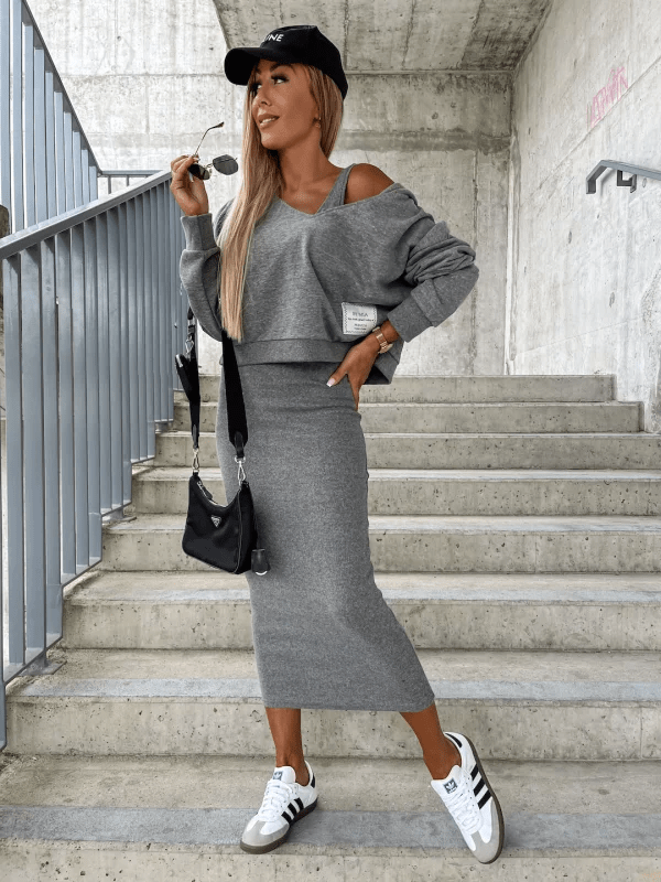 Ayla | Luxe jurk Set incl. Sweatshirt